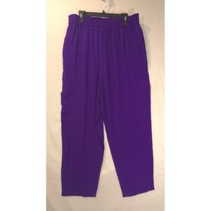 Diane Gilman Silk‎ Purple Wide Leg Elastic Waist Pants Size 2X